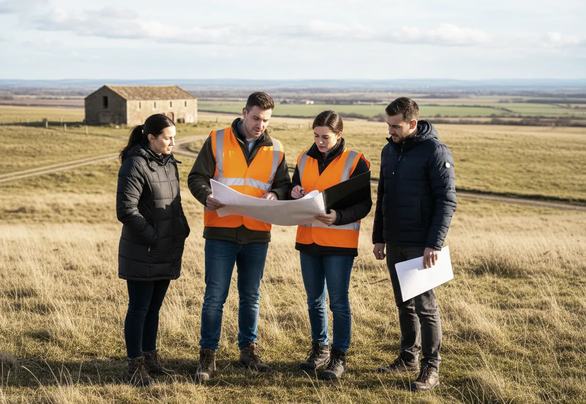 Réunion de chantier sur site historique
