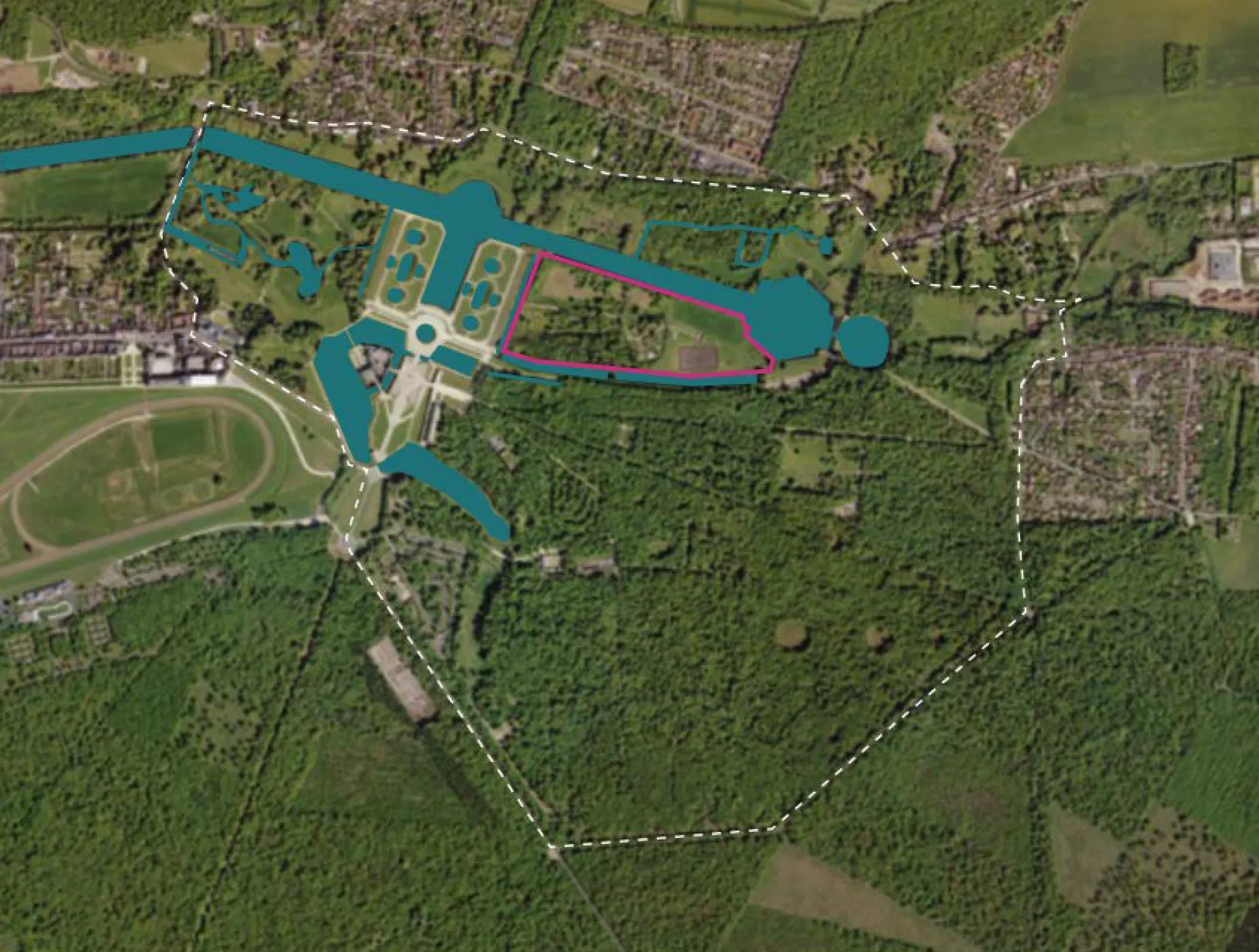 Vue aérienne du jardin anglo-chinois