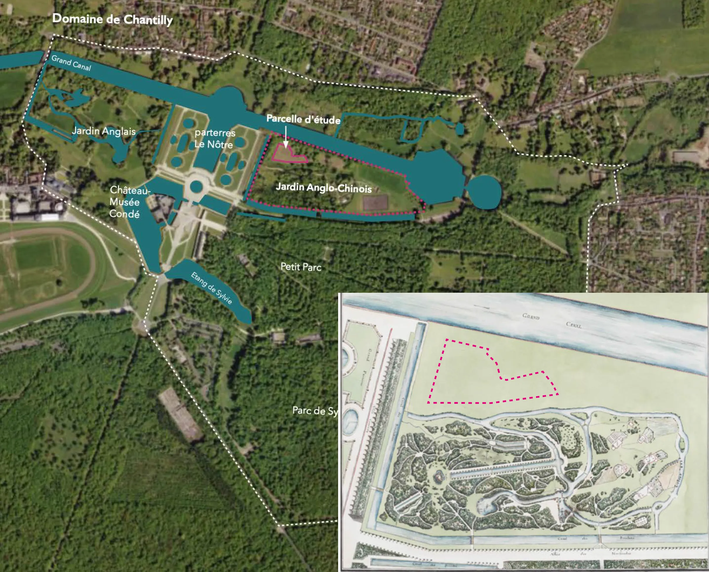 Vue aérienne jardin pivoine